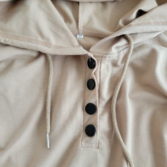 Tan Hooded Lightweight Sweatshirt Women's Medium - Picture 2 of 3